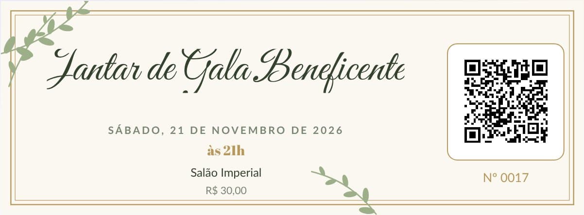 Modelo de convite para casamento e jantar de gala, preenchido com um evento de exemplo